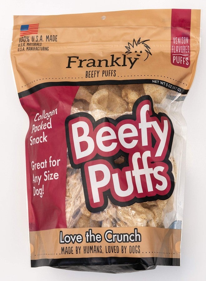 Frankly Venison Beefy Puffs 100 percentUSA Made Collagen Packed Snack 5 Ounce Package - Image 1